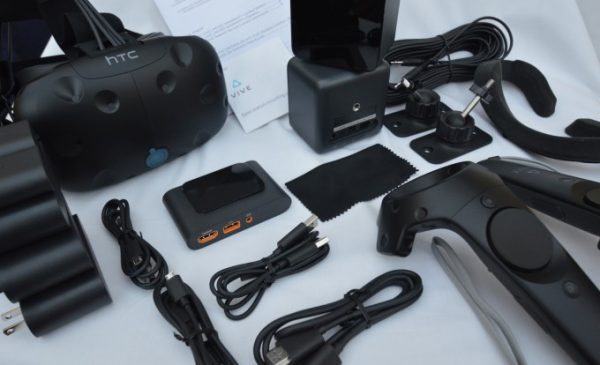 htc vive caixa aberta acessorios